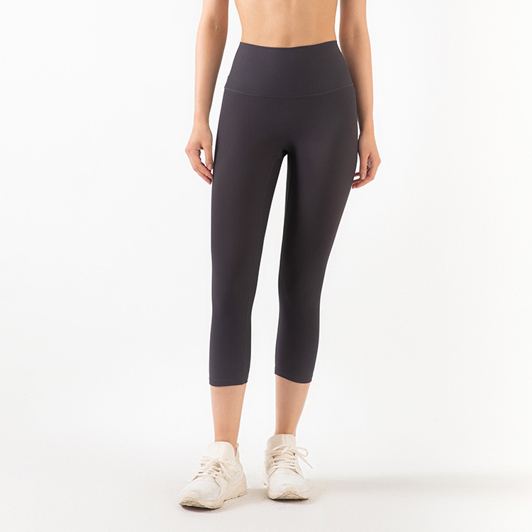 Yoga de cintura alta para mujer 7/8 Leggings Control de barriga Entrenamiento Atlético Correr Pantalones sin costuras