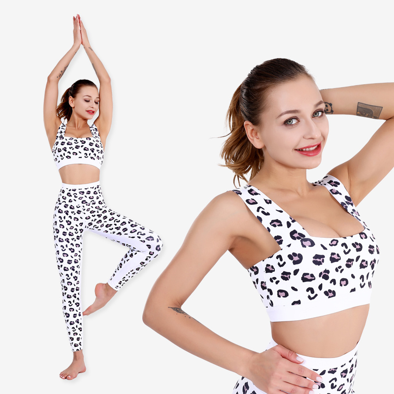 Conjuntos de yoga sin costuras para mujer, sujetadores deportivos personalizados con estampado de leopardo de 2 piezas, Fitness, gimnasio, entrenamiento deportivo, Leggings con control de barriga de cintura alta