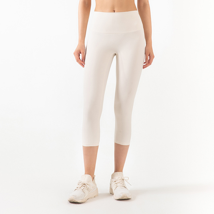 Yoga de cintura alta para mujer 7/8 Leggings Control de barriga Entrenamiento Atlético Correr Pantalones sin costuras