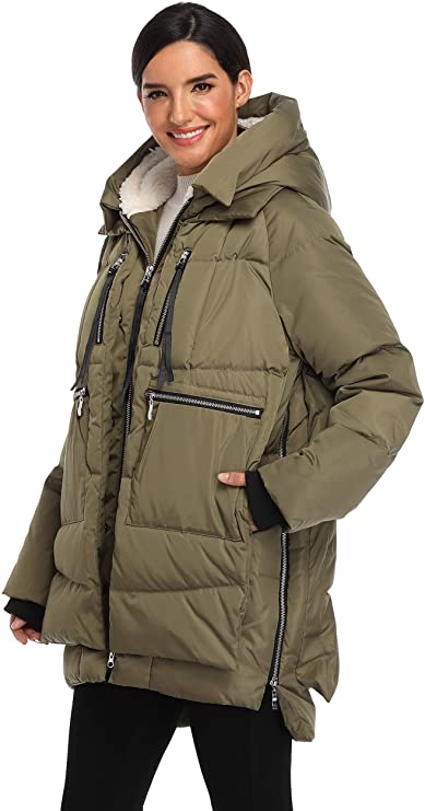 Chaqueta gruesa de plumón para mujer, chaqueta cálida con cremallera, abrigo con capucha de invierno, impermeable, cálido, largo, chaqueta verde, Parka