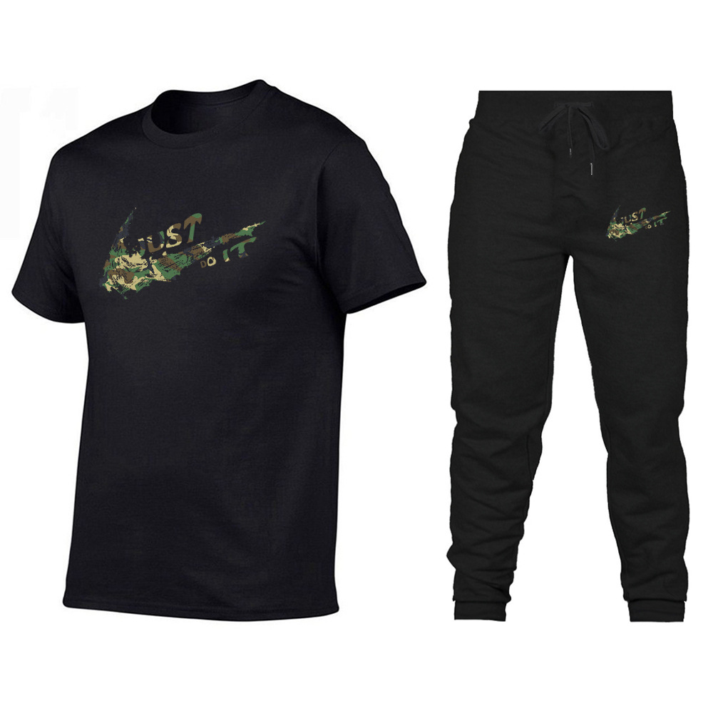 Suministro directo de fábrica 2021 nueva camiseta de manga corta de verano para hombres + Pantalones deportivos ropa informal deportiva traje de dos piezas