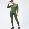 Conjuntos de yoga para mujer Tops deportivos de 2 piezas Manga larga para entrenamiento de invierno Fitness Personalizar con mallas sin costuras con bolsillos