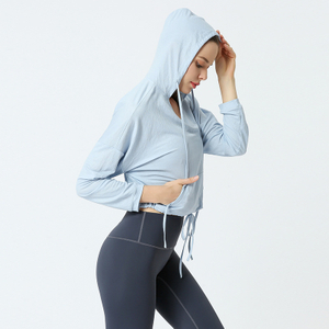 Correr al aire libre Yoga Deportes Ropa protectora contra el sol Fitness para mujeres Sudaderas con capucha sueltas de manga larga