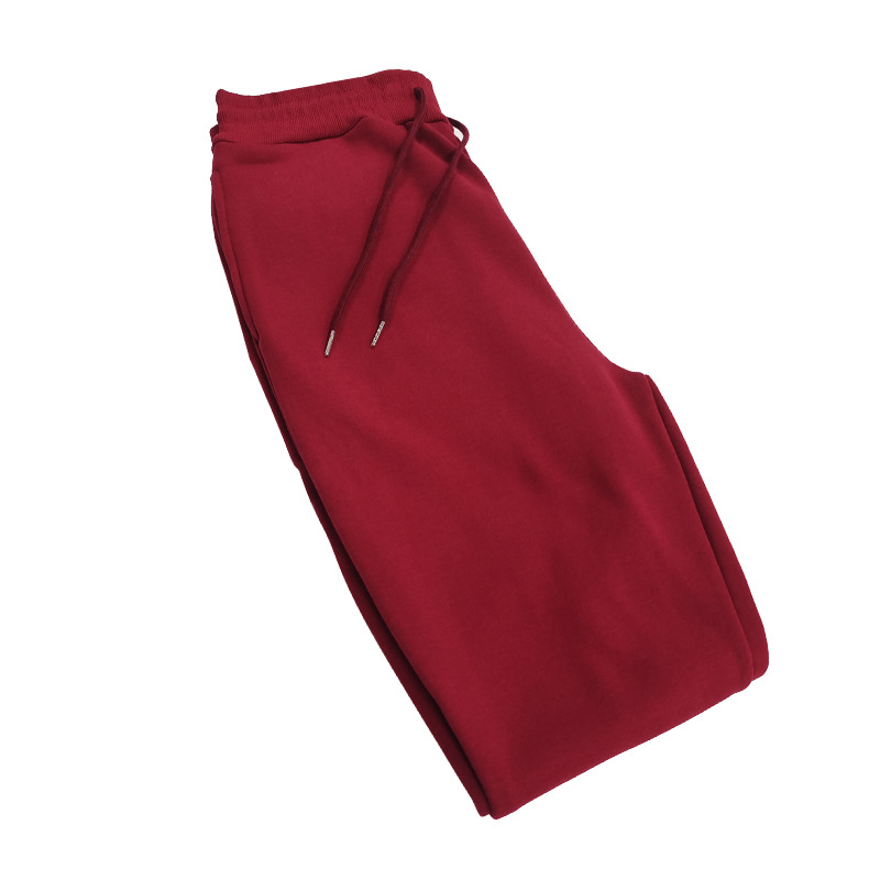 Pantalones de chándal de algodón de color liso con capucha de terciopelo para hombre de talla grande sueltos de talla grande para otoño/invierno